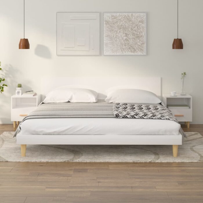 Tables de chevet 2 pcs blanc brillant 40x35x47 cm – Image 1
