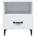 Tables de chevet 2 pcs Blanc brillant Bois d'ingénierie – Image 2