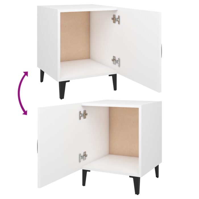 Tables de chevet 2 pcs Blanc Bois d'ingénierie – Image 5