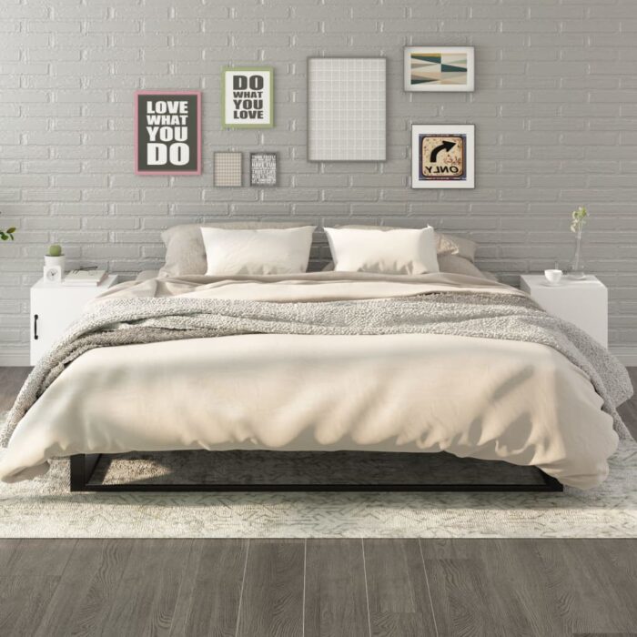 Tables de chevet 2 pcs Blanc Bois d'ingénierie – Image 1