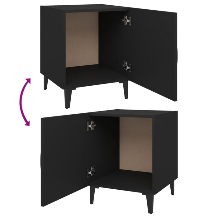 Tables de chevet 2 pcs Noir Bois d'ingénierie – Image 5