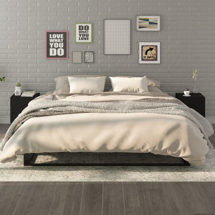 Tables de chevet 2 pcs Noir Bois d'ingénierie – Image 1