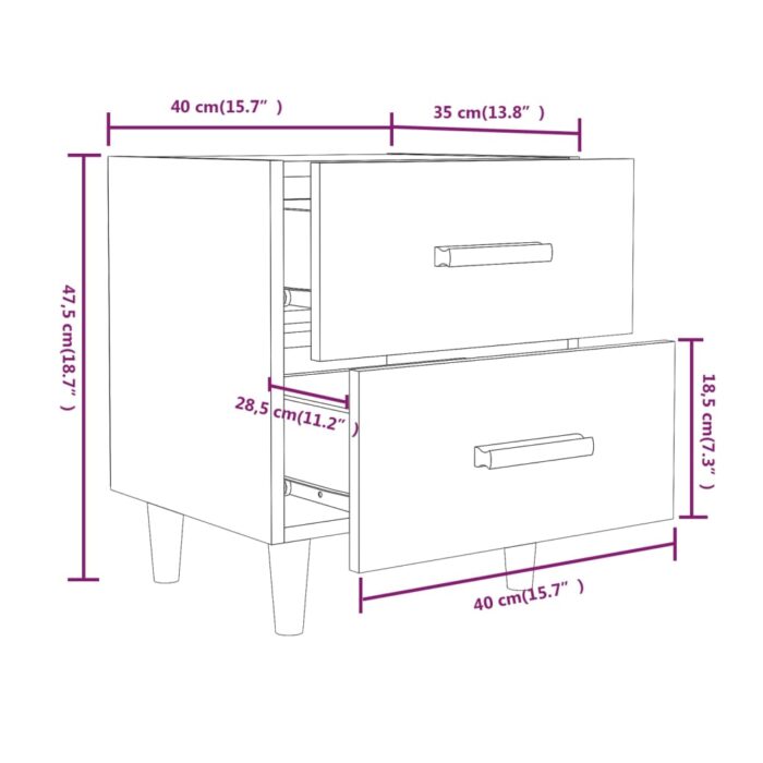 Table de chevet Chêne fumé 40x35x47,5 cm – Image 5