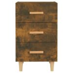 Table de chevet chêne fumé 40x40x66 cm bois d'ingénierie – Image 2