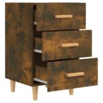 Table de chevet chêne fumé 40x40x66 cm bois d'ingénierie – Image 4