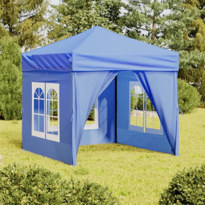 Tente de réception pliable avec parois Bleu 2x2 m – Image 1