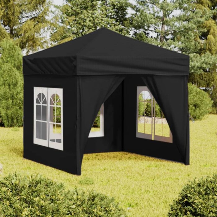 Tente de réception pliable avec parois Noir 2x2 m – Image 1