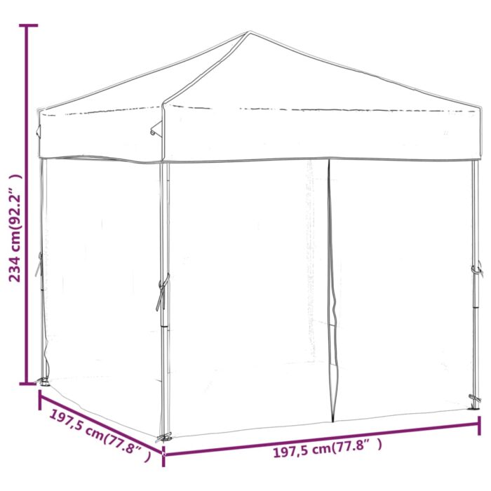 Tente de réception pliable avec parois Taupe 2x2 m – Image 7