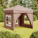 Tente de réception pliable avec parois Taupe 2x2 m