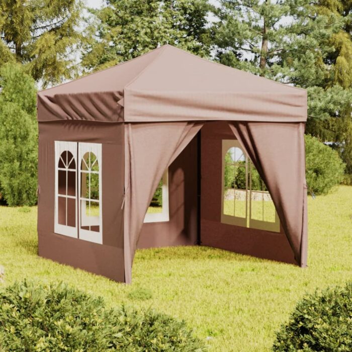 Tente de réception pliable avec parois Taupe 2x2 m – Image 1