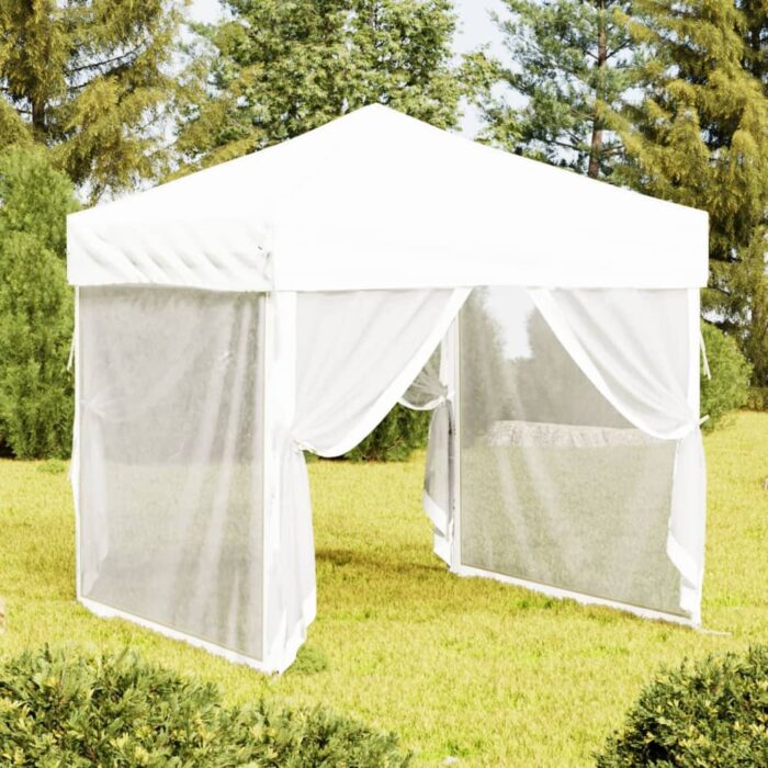 Tente de réception pliable avec parois Blanc 2x2 m – Image 1