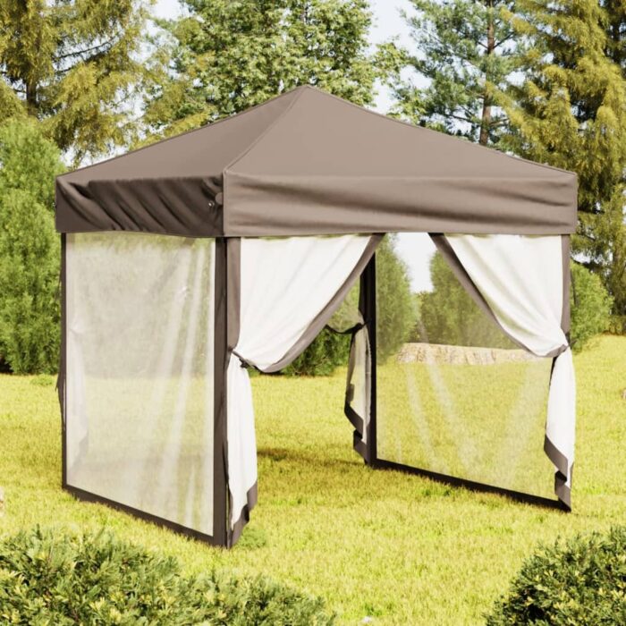 Tente de réception pliable avec parois Taupe 2x2 m – Image 1