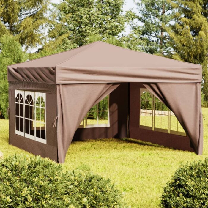 Tente de réception pliable avec parois Taupe 3x3 m – Image 1