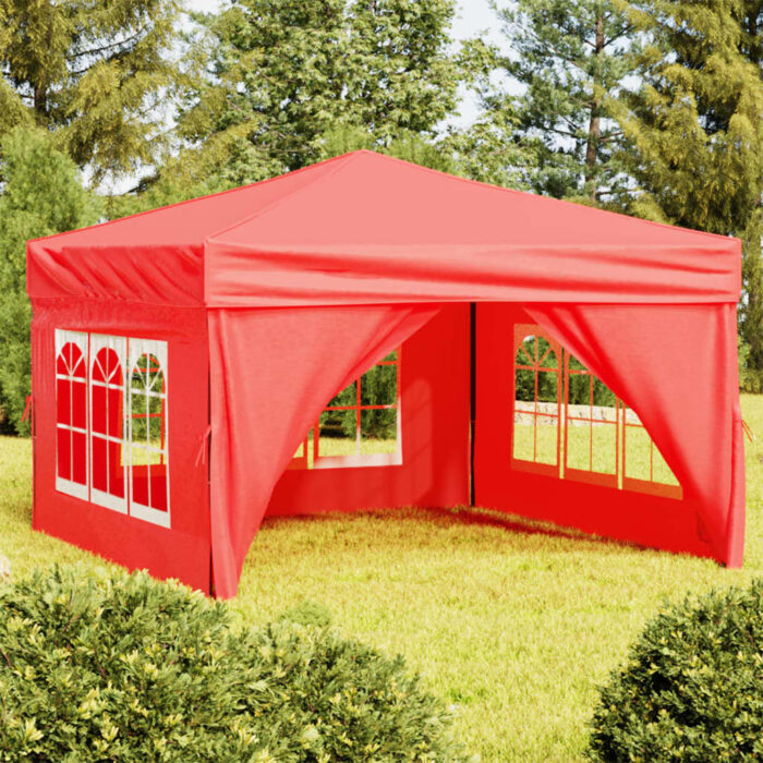 Tente de réception pliable avec parois Rouge 3x3 m – Image 1