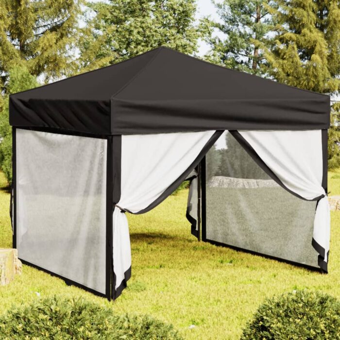 Tente de réception pliable avec parois Noir 3x3 m – Image 1