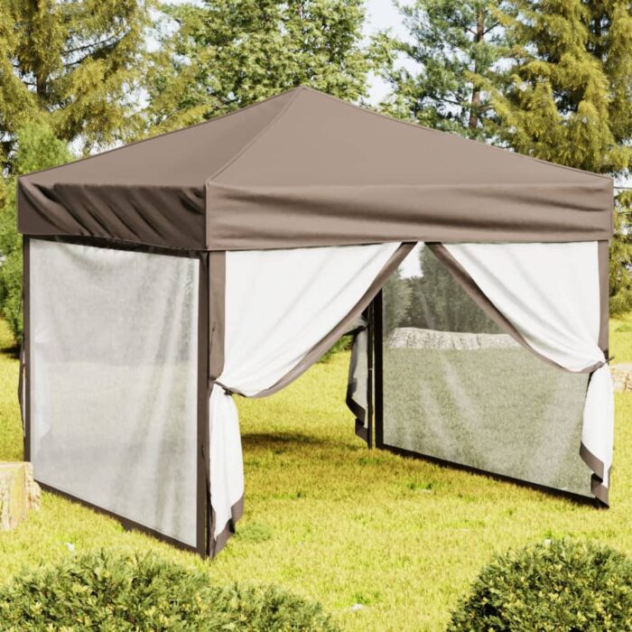 Tente de réception pliable avec parois Taupe 3x3 m – Image 1