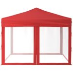 Tente de réception pliable avec parois Rouge 3x3 m – Image 2