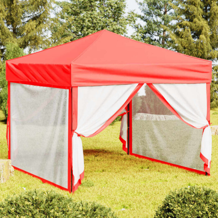 Tente de réception pliable avec parois Rouge 3x3 m – Image 1