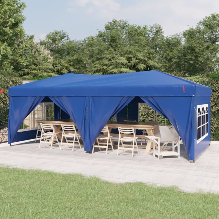Tente de réception pliable avec parois Bleu 3x6 m – Image 1