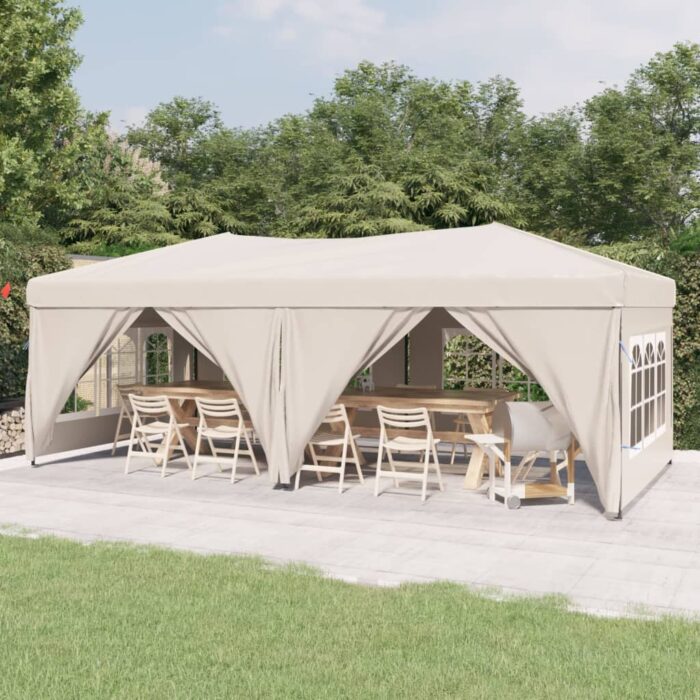 Tente de réception pliable avec parois Crème 3x6 m – Image 1