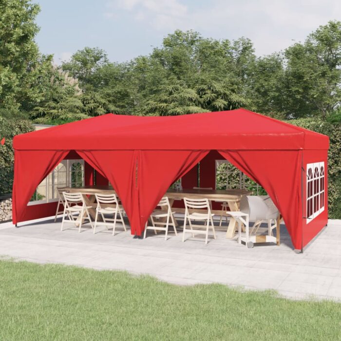 Tente de réception pliable avec parois Rouge 3x6 m – Image 1
