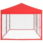 Tente de réception pliable avec parois Rouge 3x6 m – Image 2