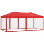 Tente de réception pliable avec parois Rouge 3x6 m – Image 3