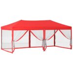 Tente de réception pliable avec parois Rouge 3x6 m – Image 4