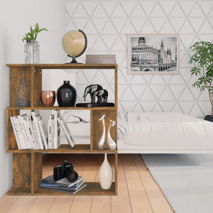 Bibliothèque/Cloison Chêne fumé 80x24x96 cm Bois d'ingénierie – Image 3