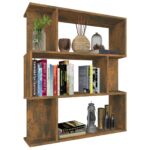 Bibliothèque/Cloison Chêne fumé 80x24x96 cm Bois d'ingénierie – Image 4