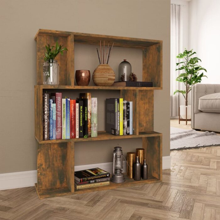 Bibliothèque/Cloison Chêne fumé 80x24x96 cm Bois d'ingénierie – Image 1