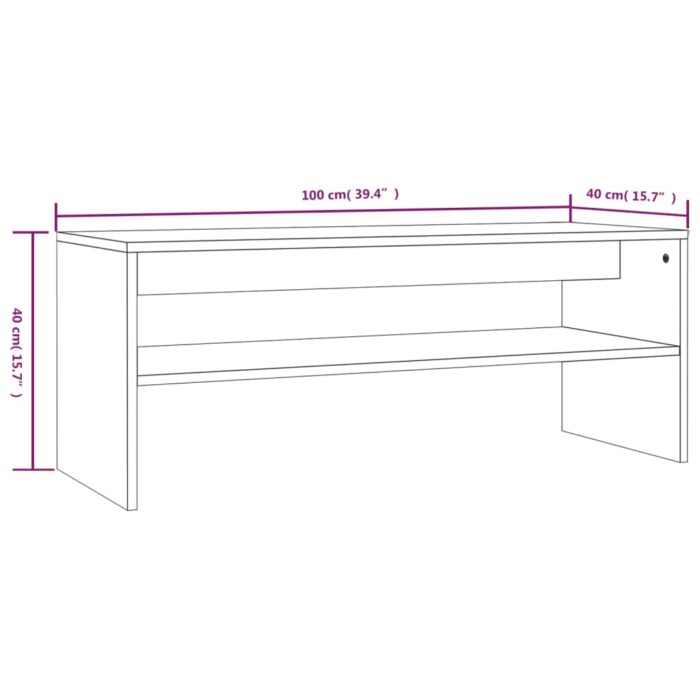 Table basse Sonoma gris 100x40x40 cm Bois d'ingénierie – Image 5