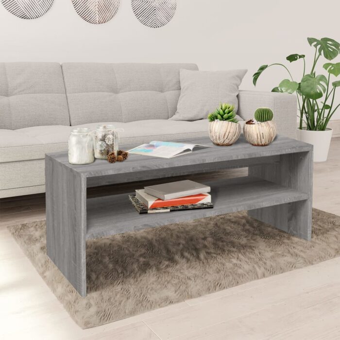 Table basse Sonoma gris 100x40x40 cm Bois d'ingénierie – Image 1