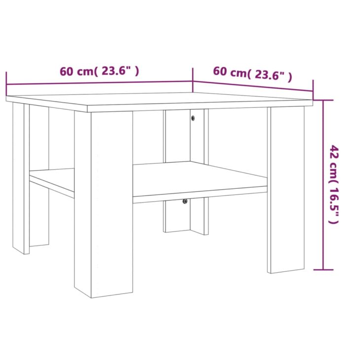 Table basse Chêne fumé 60x60x42 cm Bois d'ingénierie – Image 4