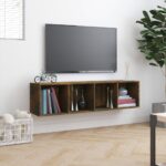 Bibliothèque/Meuble TV Chêne fumé 143x30x36cm Bois d'ingénierie – Image 2