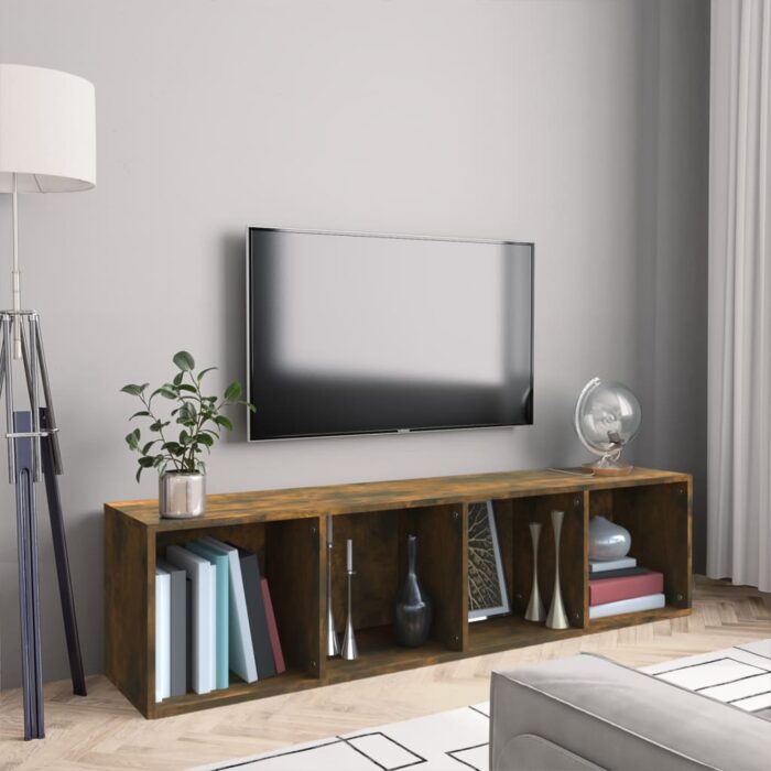 Bibliothèque/Meuble TV Chêne fumé 143x30x36cm Bois d'ingénierie – Image 1