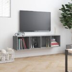 Bibliothèque/Meuble TV Sonoma gris 143x30x36cm Bois ingénierie – Image 2
