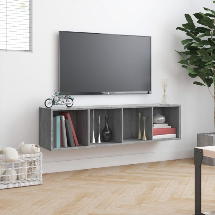 Bibliothèque/Meuble TV Sonoma gris 143x30x36cm Bois ingénierie – Image 2