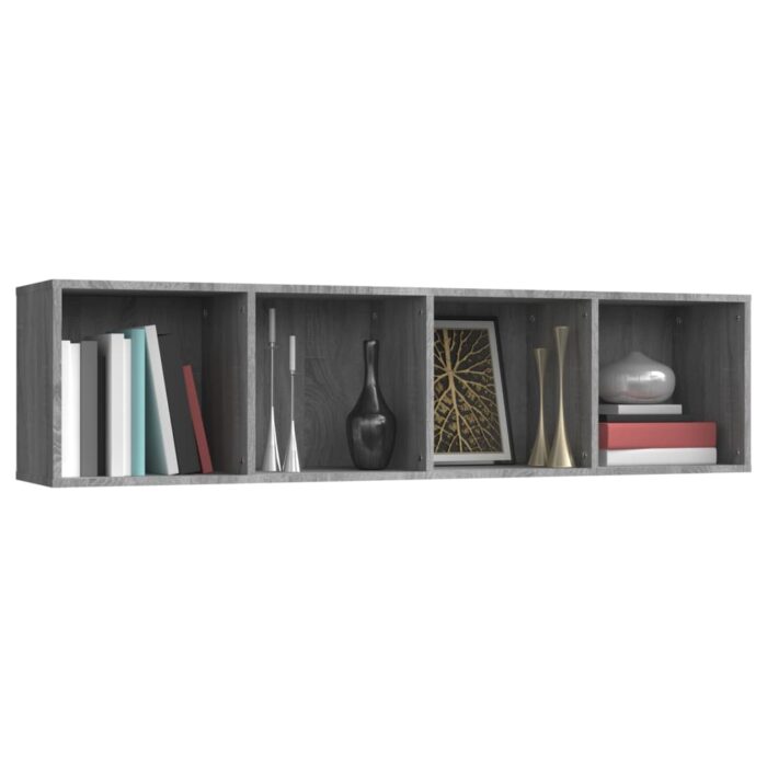 Bibliothèque/Meuble TV Sonoma gris 143x30x36cm Bois ingénierie – Image 3