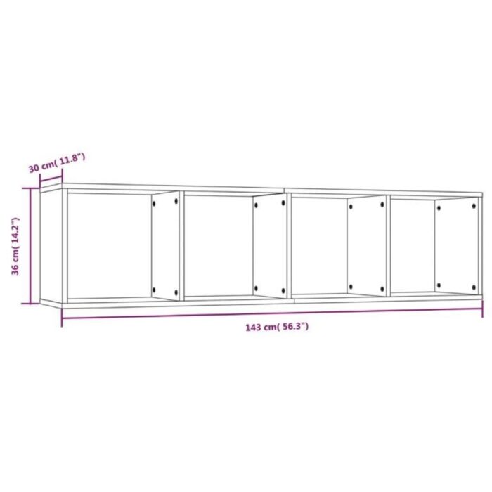 Bibliothèque/Meuble TV Sonoma gris 143x30x36cm Bois ingénierie – Image 6