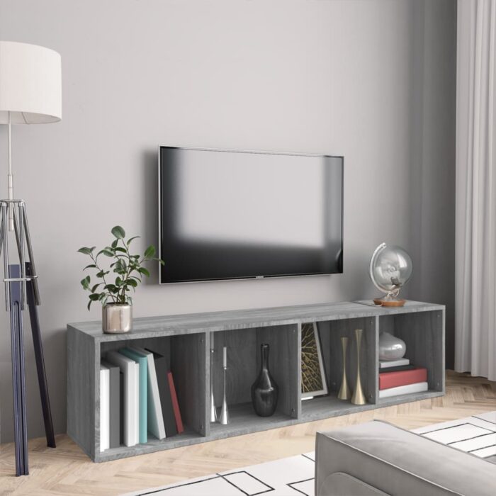 Bibliothèque/Meuble TV Sonoma gris 143x30x36cm Bois ingénierie – Image 1