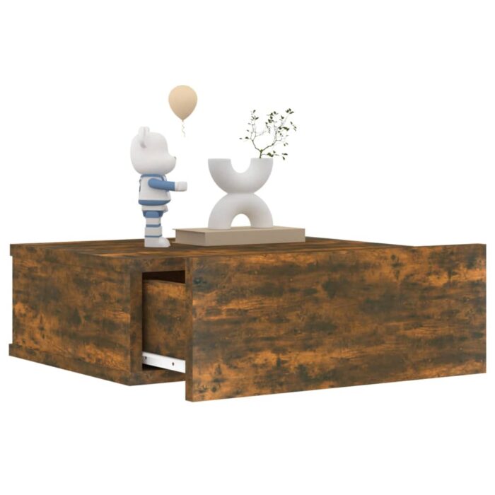 Table de chevet flottante Chêne fumé 40x30x15 cm – Image 3