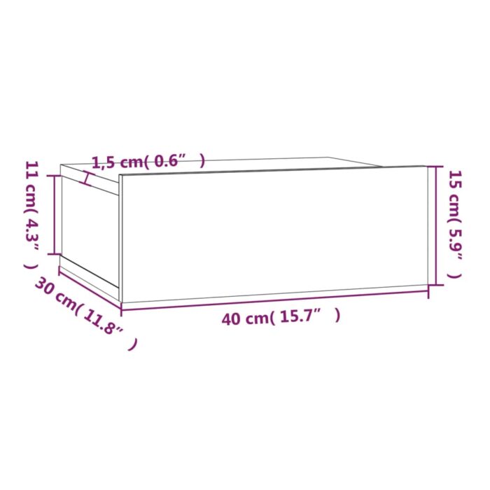 Table de chevet flottante Chêne fumé 40x30x15 cm – Image 8