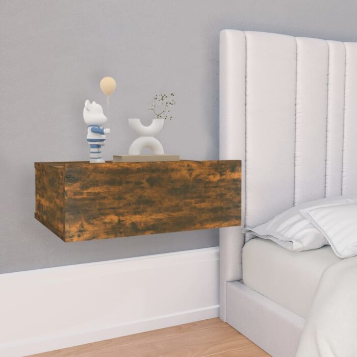 Table de chevet flottante Chêne fumé 40x30x15 cm – Image 1