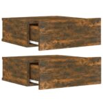 Tables de chevet flottantes 2 pcs Chêne fumé 40x30x15 cm – Image 4