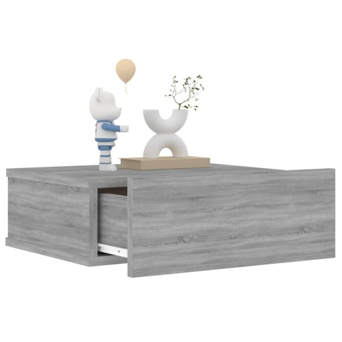 Tables de chevet flottantes 2 pcs Sonoma gris 40x30x15 cm – Image 3