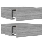Tables de chevet flottantes 2 pcs Sonoma gris 40x30x15 cm – Image 4