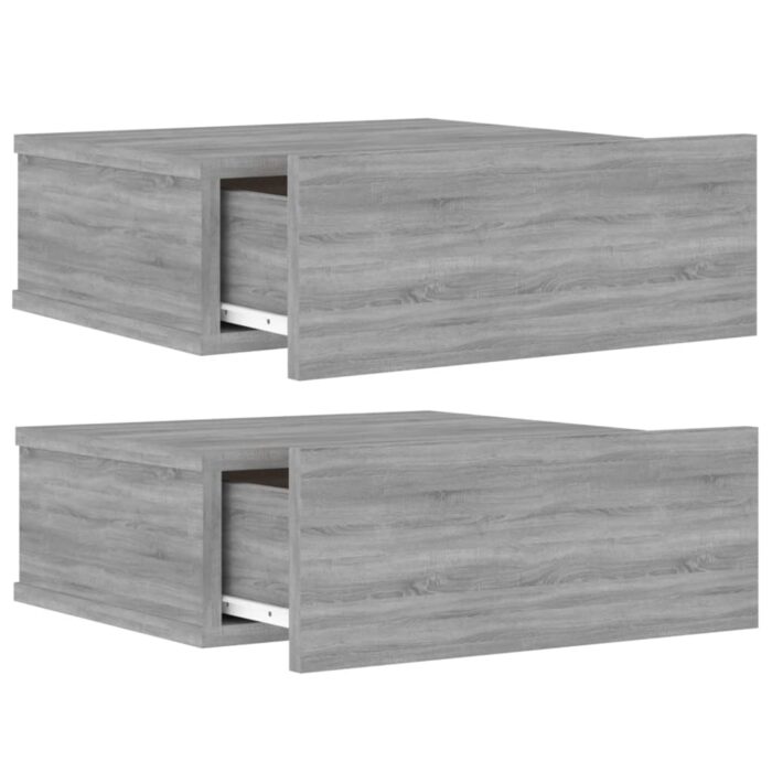 Tables de chevet flottantes 2 pcs Sonoma gris 40x30x15 cm – Image 4