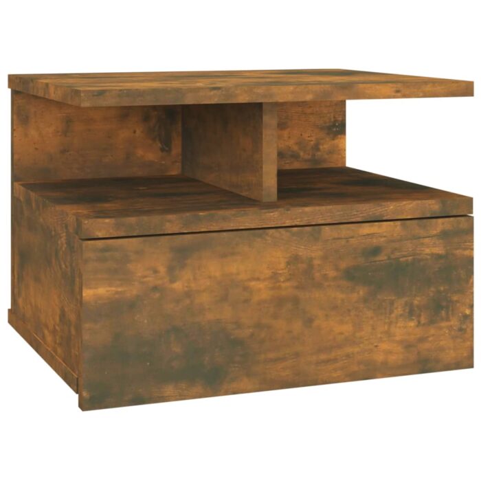 Tables de chevet flottantes 2 pcs Chêne fumé Bois d’ingénierie – Image 2
