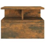 Tables de chevet flottantes 2 pcs Chêne fumé Bois d’ingénierie – Image 3